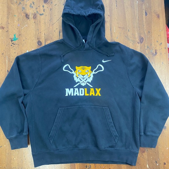 Nike Black Madlax Tiger Lacrosse Hoodie Sweatshirt Pullover Mens XL‎ - Picture 2 of 8